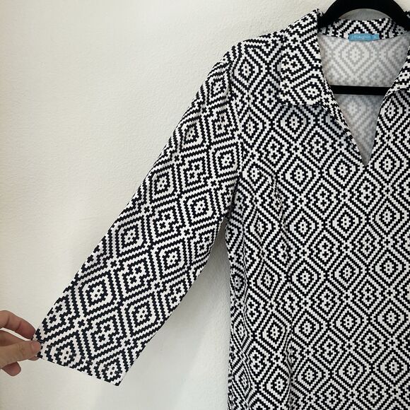 J. LcLAUGHLIN 3/4 Sleeve Catalina Cloth Geometric Aztec Dress XL Office School - Picture 3 of 8